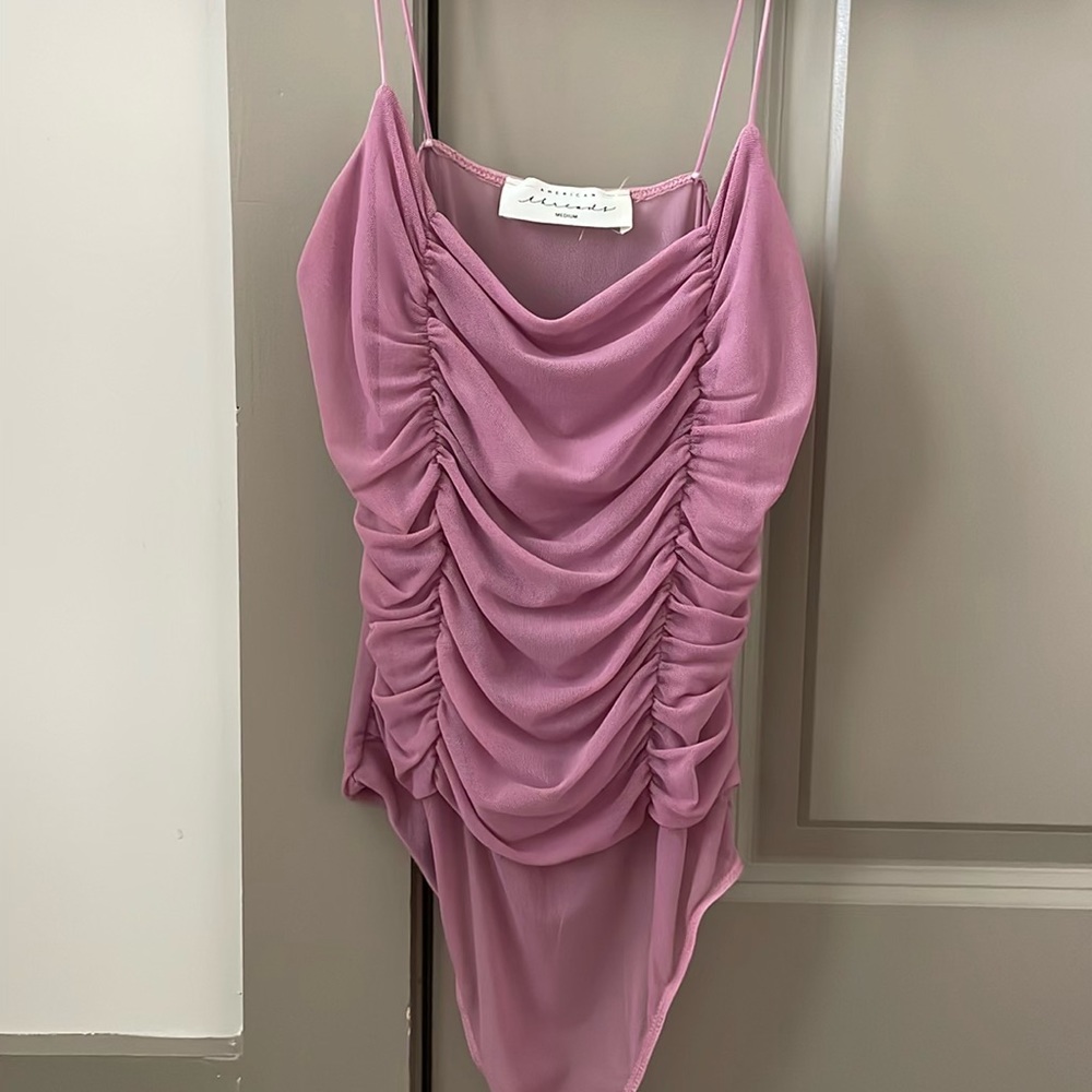 American Threads pink mesh bodysuit